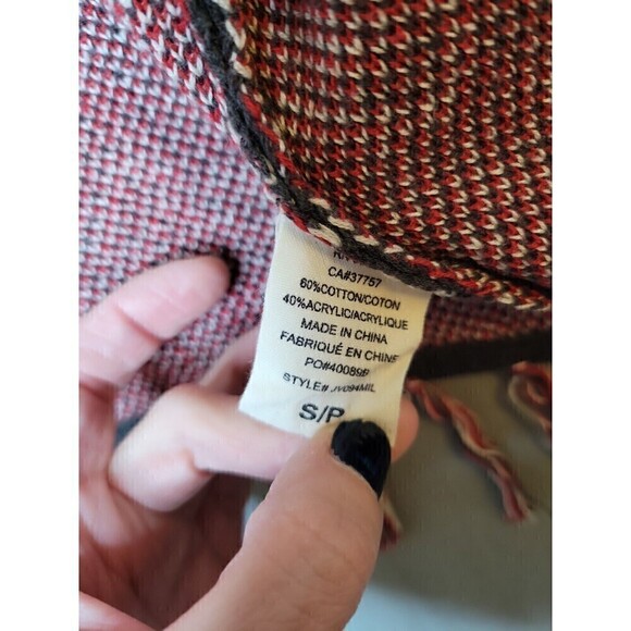 Billabong Designer's Closet Boho Cardigan Wrap Southwestern Print Fringe Size S - Picture 9 of 14